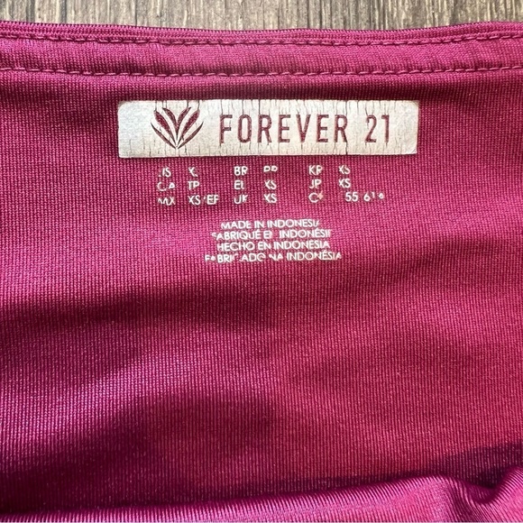 F21 Burgundy Active Pocket High Waist Compression Leggings Size XS - Picture 4 of 9